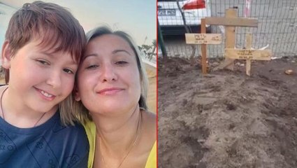 Rus bombardımanında ölen Ukraynalı anne ve oğul yaşadıkları sitenin bahçesine gömüldü
