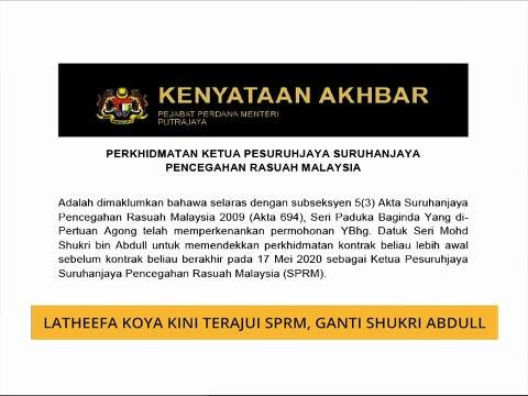 Latheefa Koya kini terajui SPRM, ganti Shukri Abdull