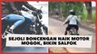 Viral Sejoli Boncengan Naik Motor Mogok, Aksi Cewek Bikin Warganet Salfok: Mendayung Angin