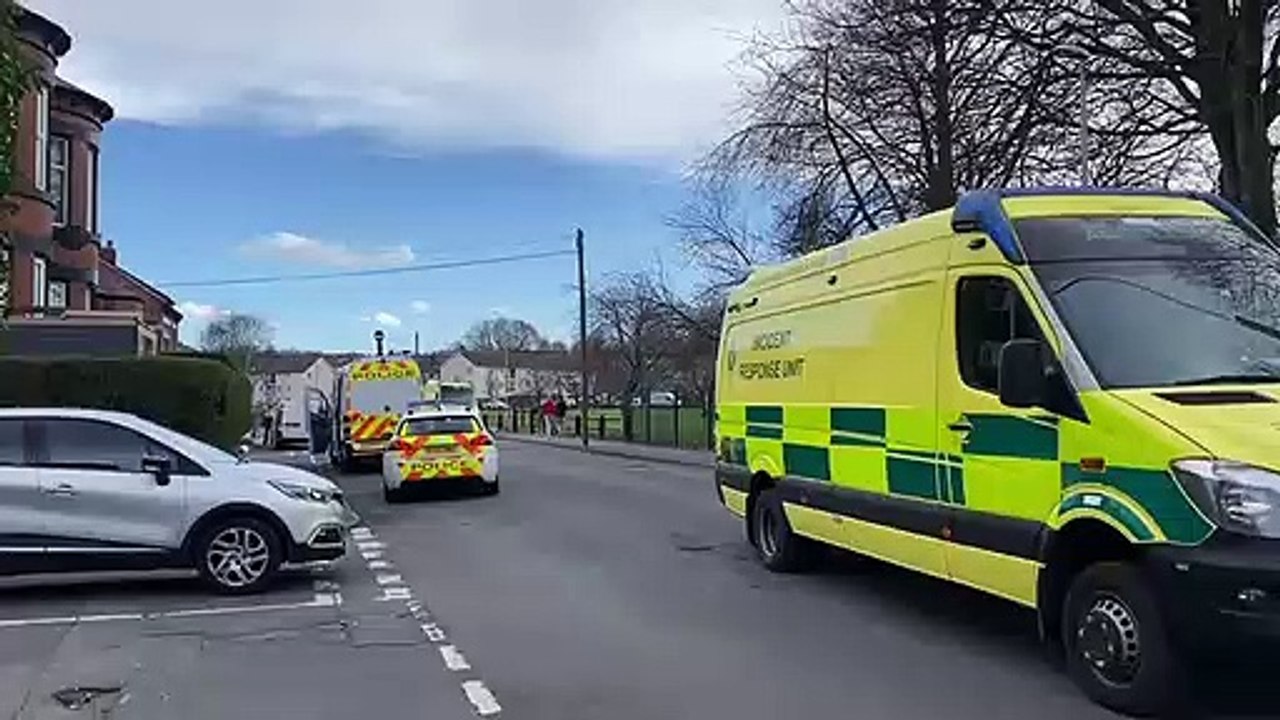 Emergency services leaving the scene of incident in Leeds residential street