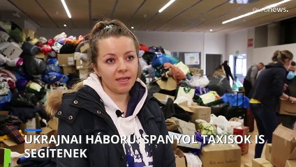 Spanyol taxisok szállítanak segélycsomagokat a lengyel-ukrán határra