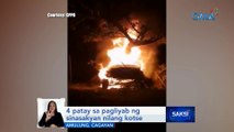 4 patay sa pagliyab ng sinasakyan nilang kotse | Saksi