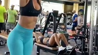Bollywood Actress Nora Fatehi Hot Fitness Model Workout At Gym _ Nora Fatehi Breast Exercise