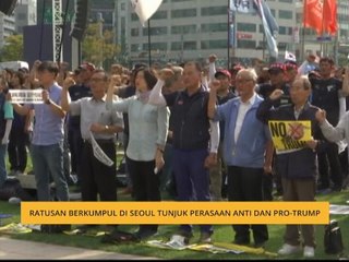 Ratusan berkumpul di Seoul tunjuk perasaan anti dan pro-Trump