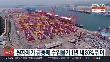 원자재가 급등에 수입물가 1년 새 30% 뛰어