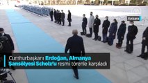 Cumhurbaşkanı Erdoğan, Almanya Şansölyesi Scholz'u resmi törenle karşıladı