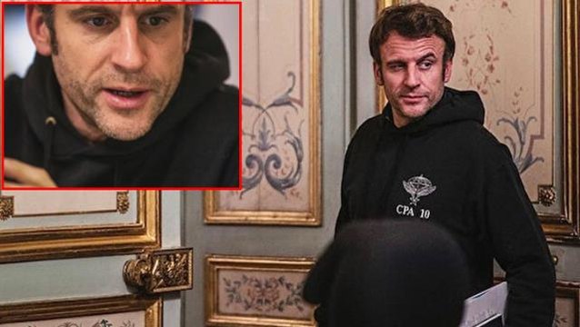 Macron, Zelenski'yi mi taklit ediyor? Elysee Sarayı'nda çekilen fotoğraflar sosyal medyayı salladı