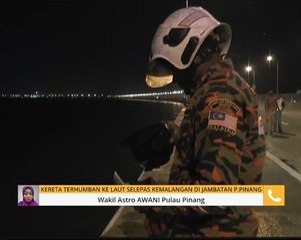 Kereta terhumban ke laut selepas kemalangan di Jambatan Pulau Pinang