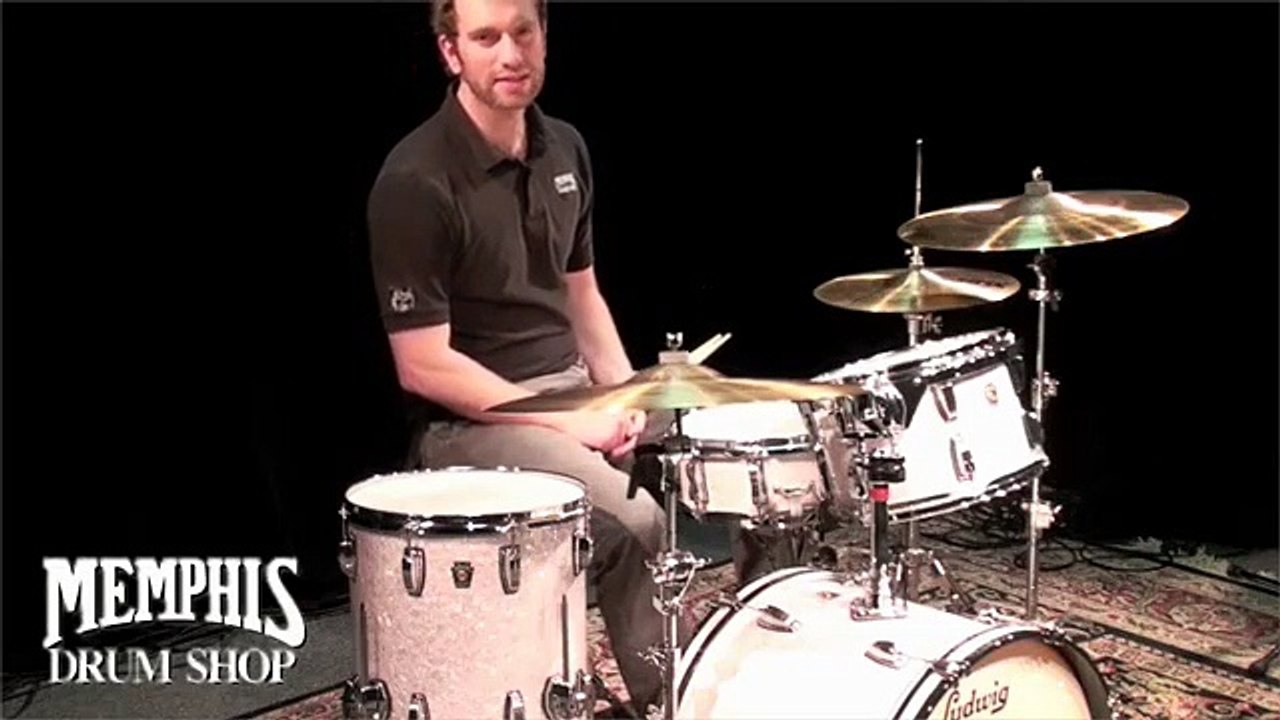 Ludwig 3-Piece Classic White Marine Pearl Maple Drum Set and a Matching 5x14 Maple Wood Snare Drum (12'' Rack Tom, 14'' Floor Tom and a 20'' Bass Drum) [Memphis Drum Shop]