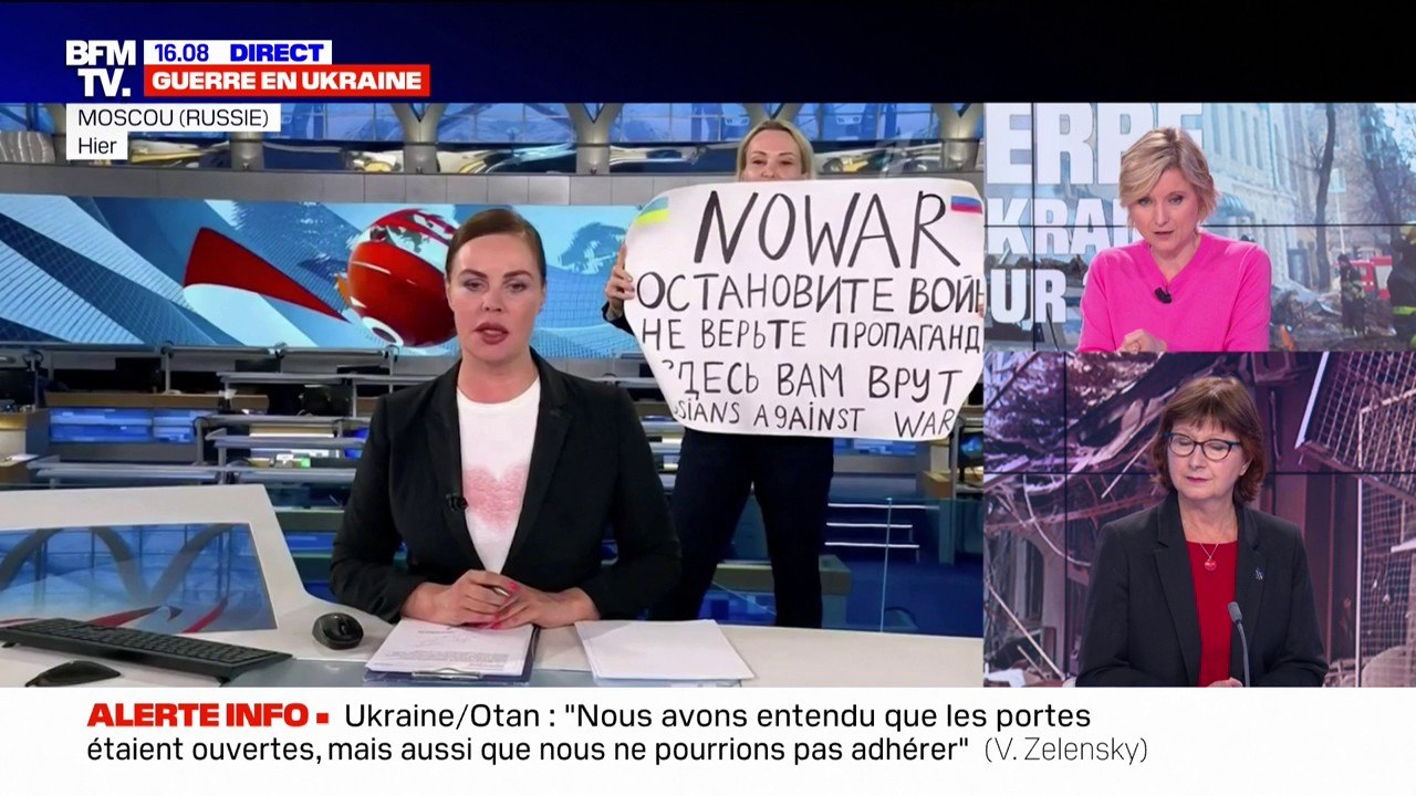 La journaliste russe qui a brandi une pancarte pro-Ukraine en plein JT risque 10 jours de prison
