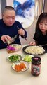 Chinese noodles eating funny wife and husband food eating challenge