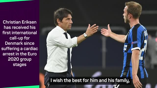 Conte 'very happy' to see Eriksen back with Denmark