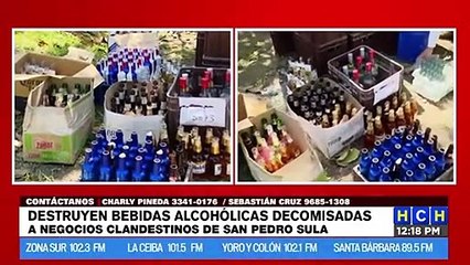 En una alcantarilla, terminan cervezas y "guaro" decomisados en "chupaderos" clandestinos de SPS