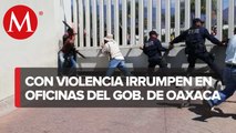 Pobladores irrumpieron complejo del Gobierno de Oaxaca; agreden a trabajadores