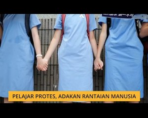 Pelajar protes, adakan rantaian manusia