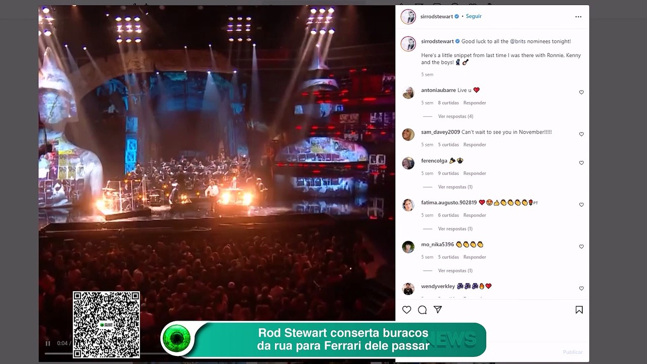 Rod Stewart conserta buracos da rua para Ferrari dele passar