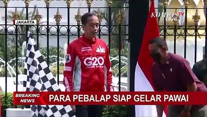 Detik-detik Presiden Jokowi Kibarkan Bendera Start, Tanda Dimulainya Parade Pebalap MotoGP!