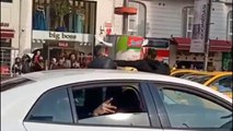 Osmanbey’de trafikte kavga kamerada: Yumruk darbesiyle yere savruldu