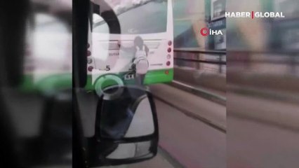 Bursa'da patenli gencin tehlikeli yolculuğu kamerada