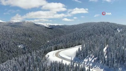 Ilgaz Dağı'nda Mart ayında kar güzelliği mest ediyor