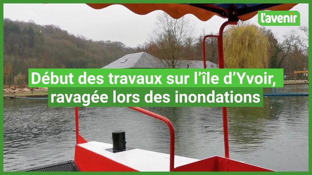 Début des travaux sur l'île d'Yvoir, ravagée lors des inondations
