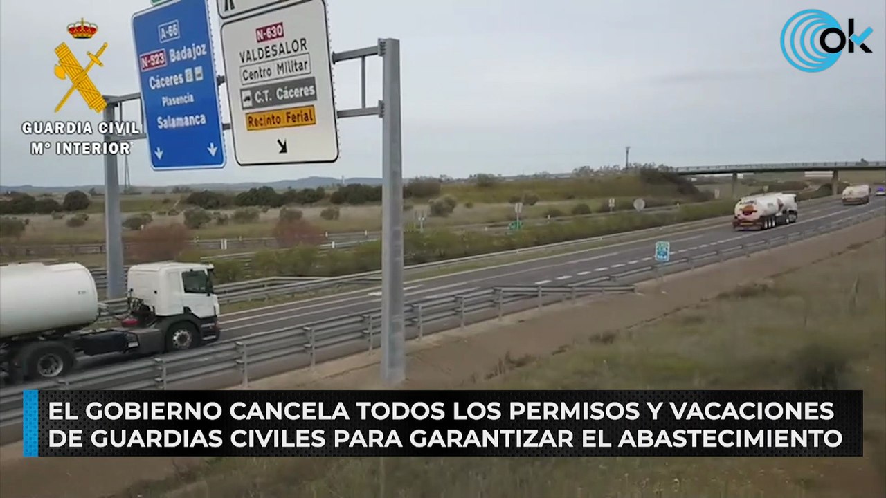 El Gobierno cancela todos los permisos y vacaciones de guardias civiles para garantizar el abastecimiento