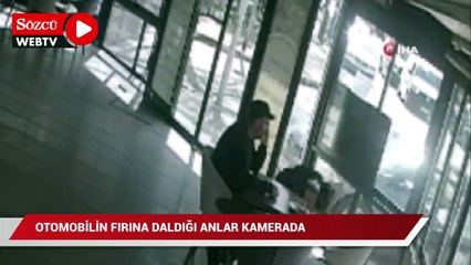 Antalya'da otomobilin fırına daldığı anlar kamerada