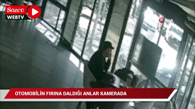Antalya'da otomobilin fırına daldığı anlar kamerada