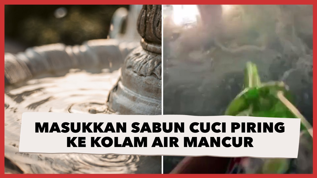 Iseng Masukkan Sabun Cuci Piring ke Kolam Air Mancur, Bikin Warganet Senang