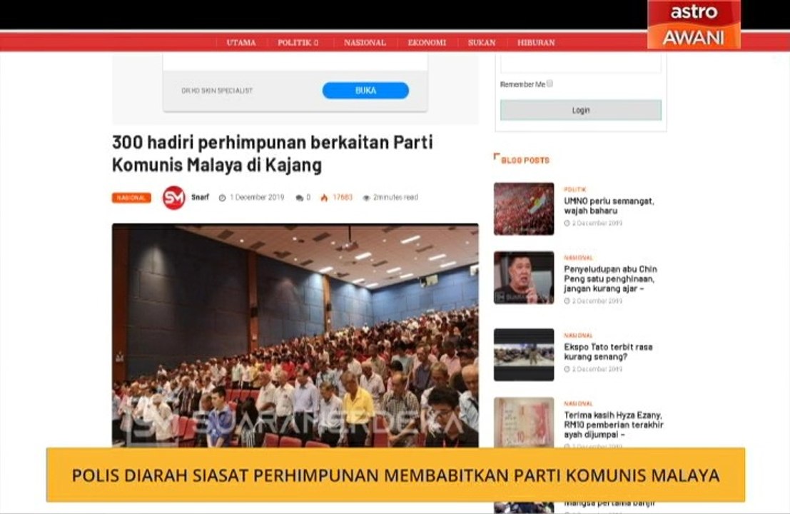 Polis diarah siasat perhimpunan didakwa melibatkan ahli Parti Komunis