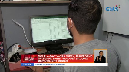 DOLE: 4-day workweek, puwedeng ipatupad kahit walang bagong department order | UB