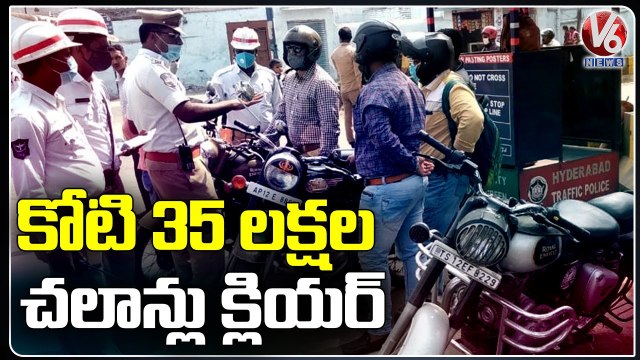 కోటి 35 లక్షల చలాన్లు క్లియర్.. Traffic Police On Clearance Of Challans In Telangana _ V6 News