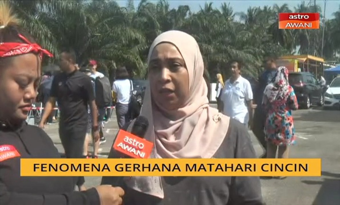 Suasana fenomena Gerhana Matahari Cincin di Tanjung Piai, Johor