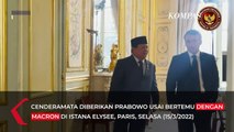Momen Prabowo Subianto Berikan Keris Bali dan Buku pada Presiden Prancis Macron