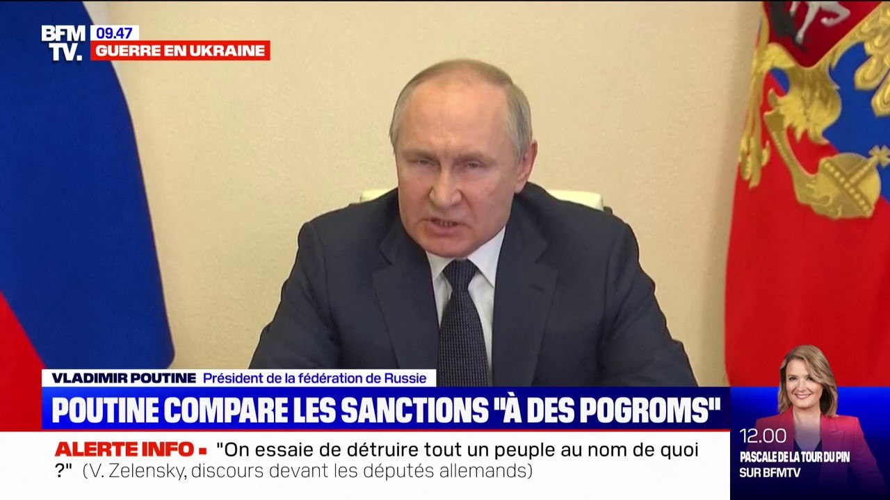 Guerre en Ukraine: pourquoi Vladimir Poutine compare les sanctions occidentales "à des pogroms"