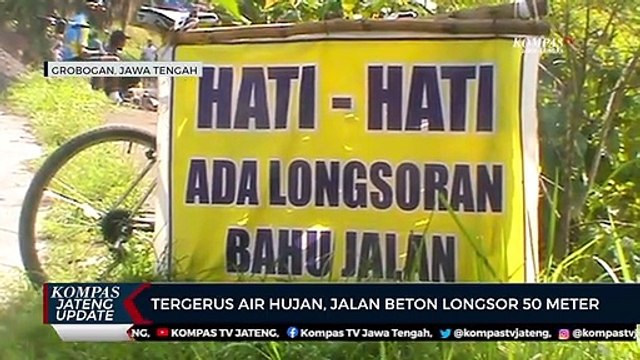 Tergerus Air Hujan, Jalan Beton Longsor 50 Meter