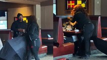 'Woman makes a scene in restaurant after catching her partner cheating with another woman '