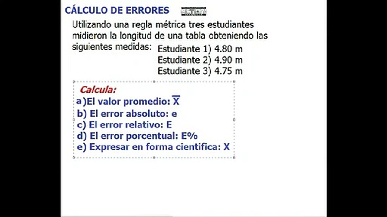 CALCULO DE ERRORES