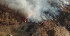 Carsoli (AQ) - Incendio boschivo, ricognizione aerea dei droni (17.03.22)