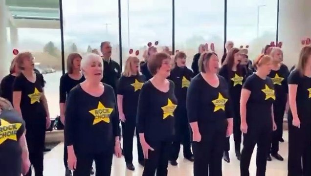 Rock Choir members from Greater Manchester and Cheshire singing to raise money for Comic Relief ahead of Red Nose Day