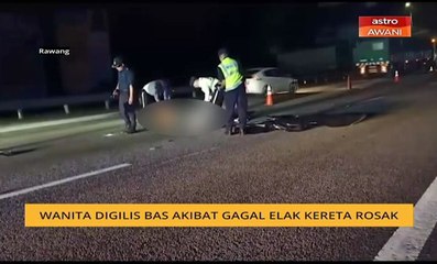 Wanita digilis bas akibat gagal elak kereta rosak