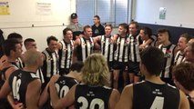 Devonport players sing their club song after defeating Penguin