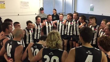Devonport players sing their club song after defeating Penguin