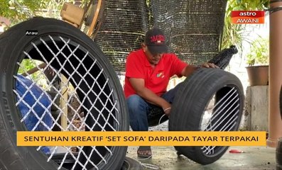 Sentuhan kreatif 'set sofa' dari tayar terpakai
