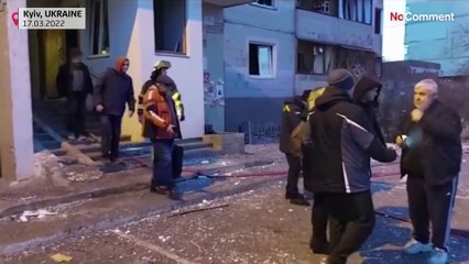 Fire at Kyiv building hit by parts of downed rocket