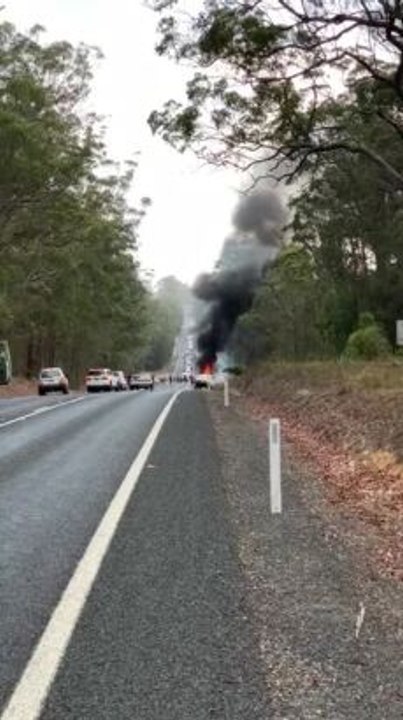 Princes Highway car on fire