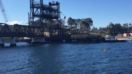 Barge crossing under the Batemans Bay Bridge