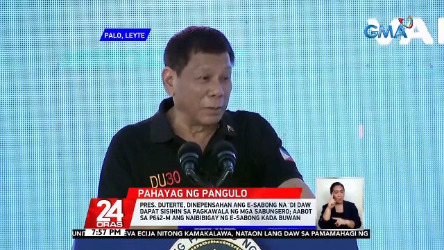 Pres. Duterte, dinepensahan ang e-sabong na 'di daw dapat sisihin sa pagkawala ng mga sabungero; aabot sa P642-M ang naibibigay ng e-sabong kada buwan | 24 Oras