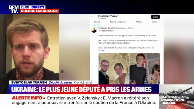 Je ne peux pas ressentir autre chose que de la haine à l'égard de ces personnes qui tirent, qui tuent et qui détruisent : le plus jeune député ukrainien témoigne sur BFMTV