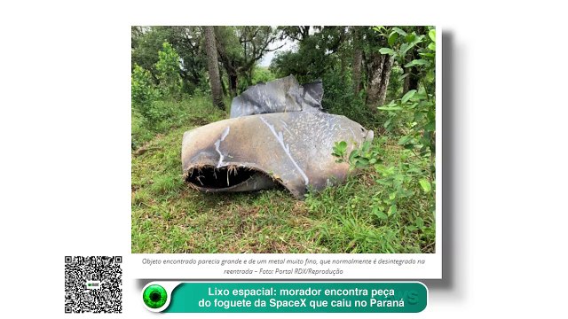 Lixo espacial: morador encontra peça do foguete da SpaceX que caiu no Paraná